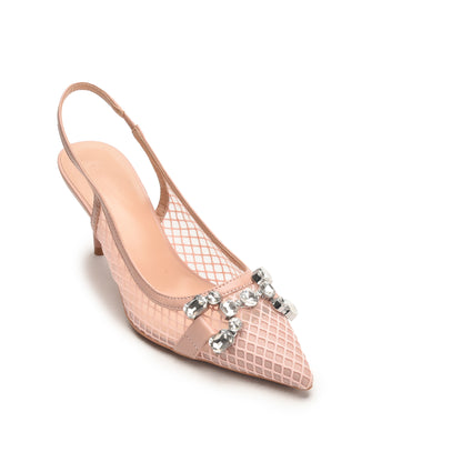 Elegant Peach Mesh Slingback Heels | 482N-P Dolcis