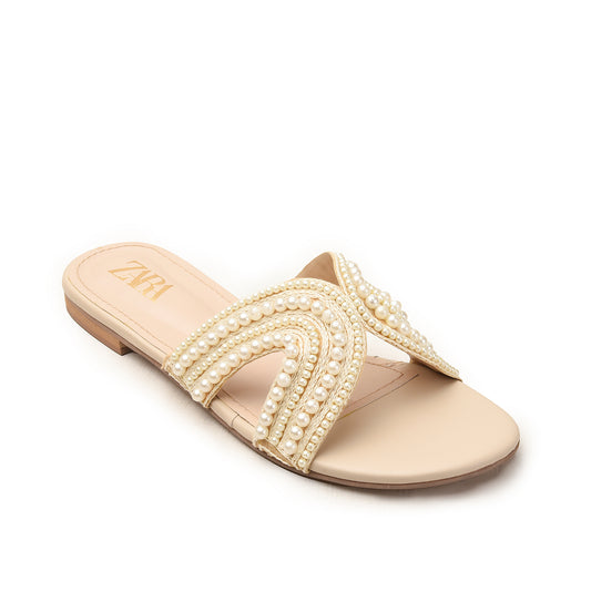 Dark Brown Embellished Flats Slippers| 520M-F