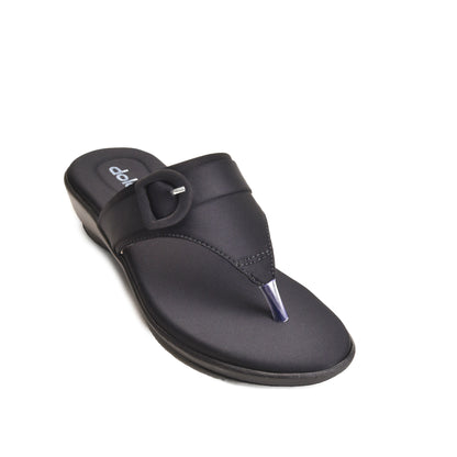 Black Buckle Comfort Detail Flipflops | 763R-C Dolcis