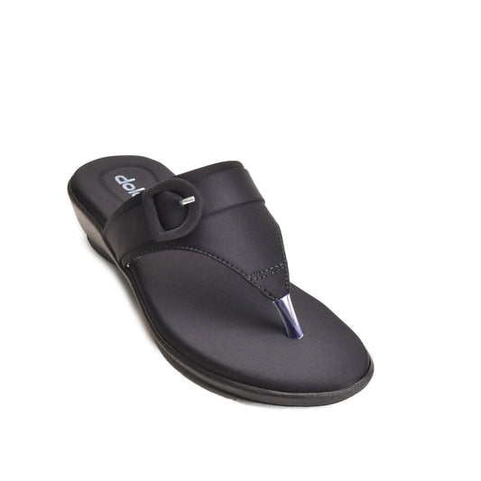Black Buckle Comfort Detail Flipflops | 763R-C Dolcis