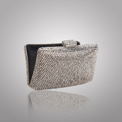 Elegant Grey  Rectangular Swarovski Clutch | C1341-G