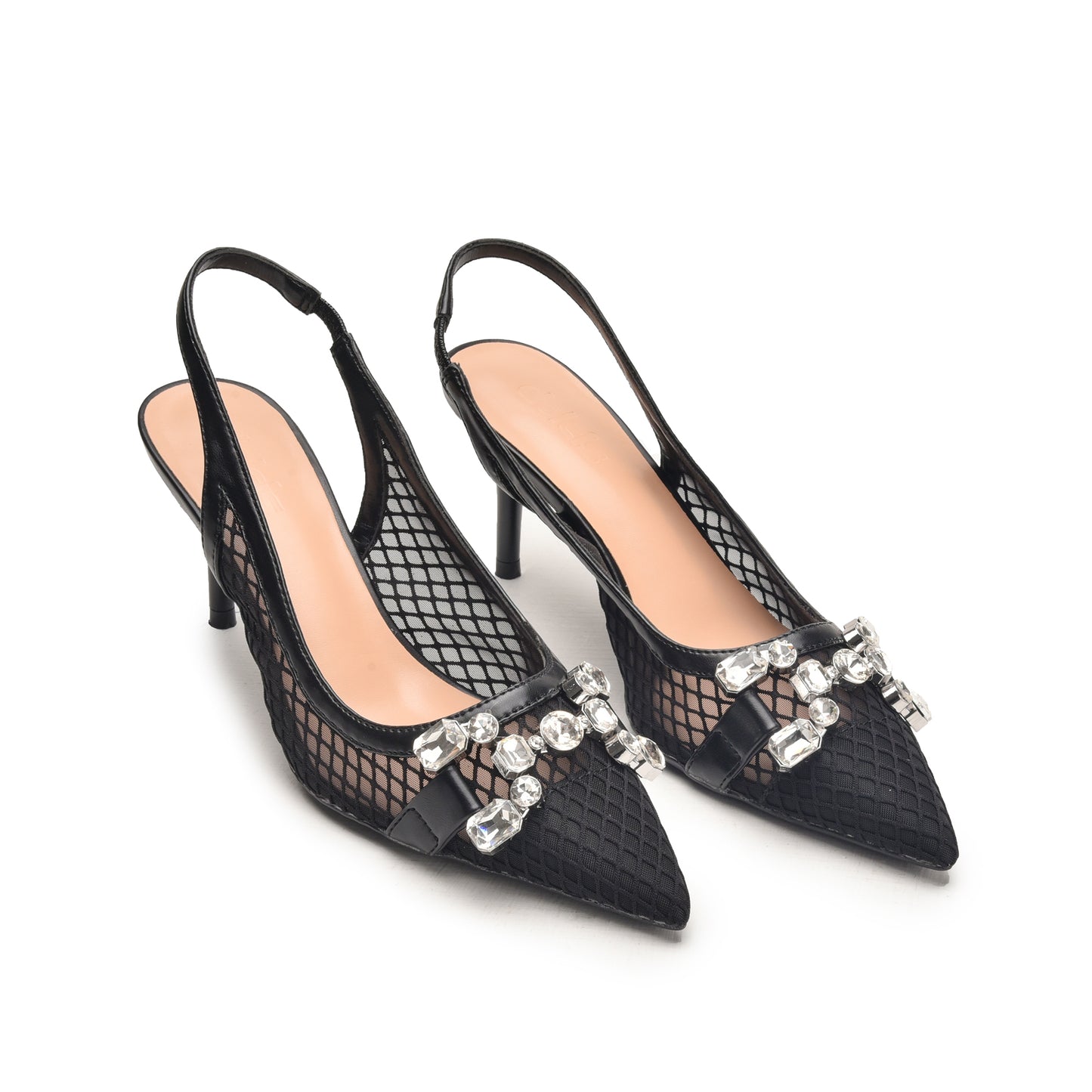 Sophisticated Black Mesh Slingback Heels | 482N-C Dolcis