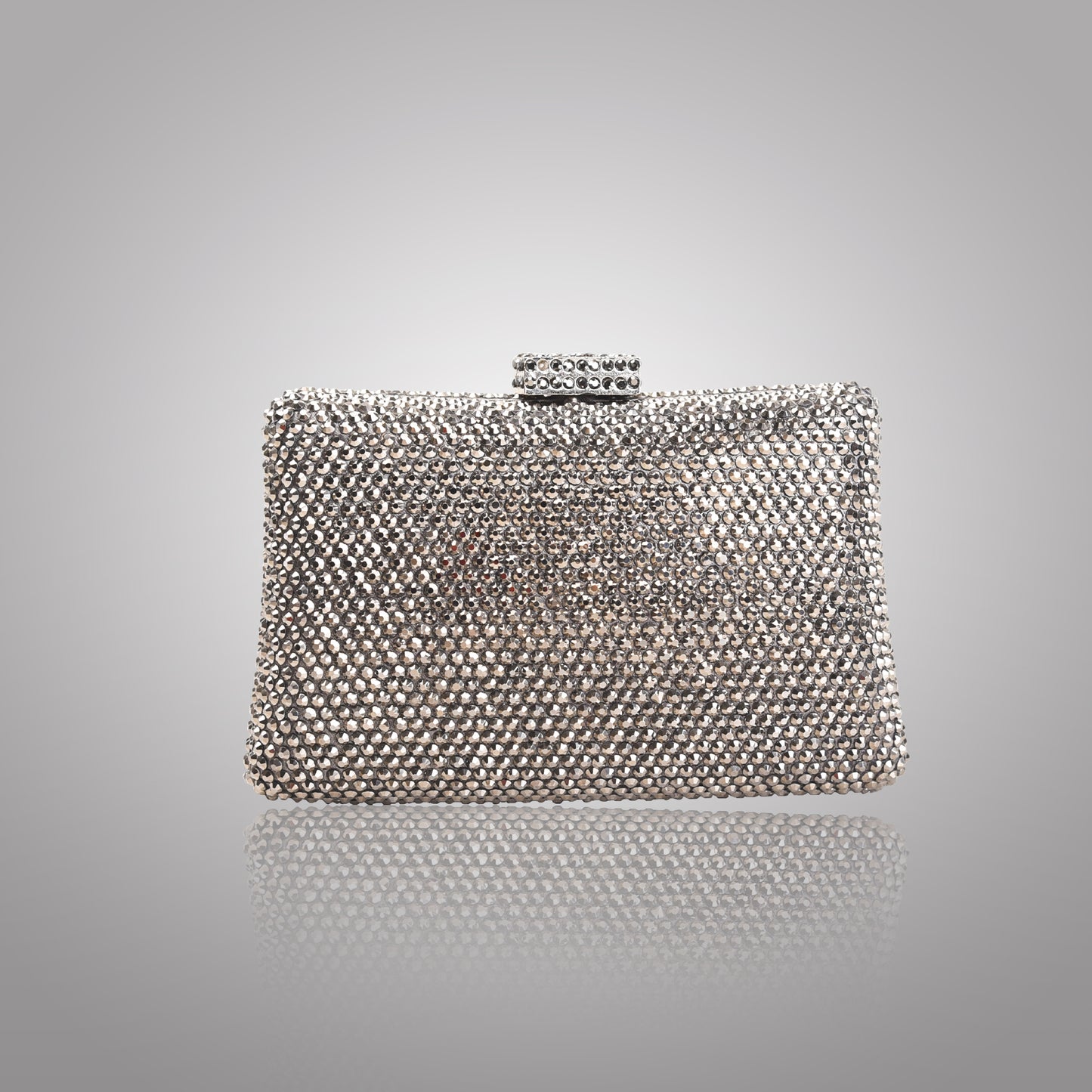 Elegant Grey  Rectangular Swarovski Clutch | C1341-G