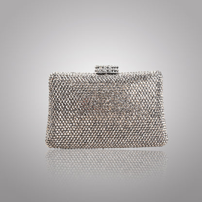 Elegant Grey  Rectangular Swarovski Clutch | C1341-G