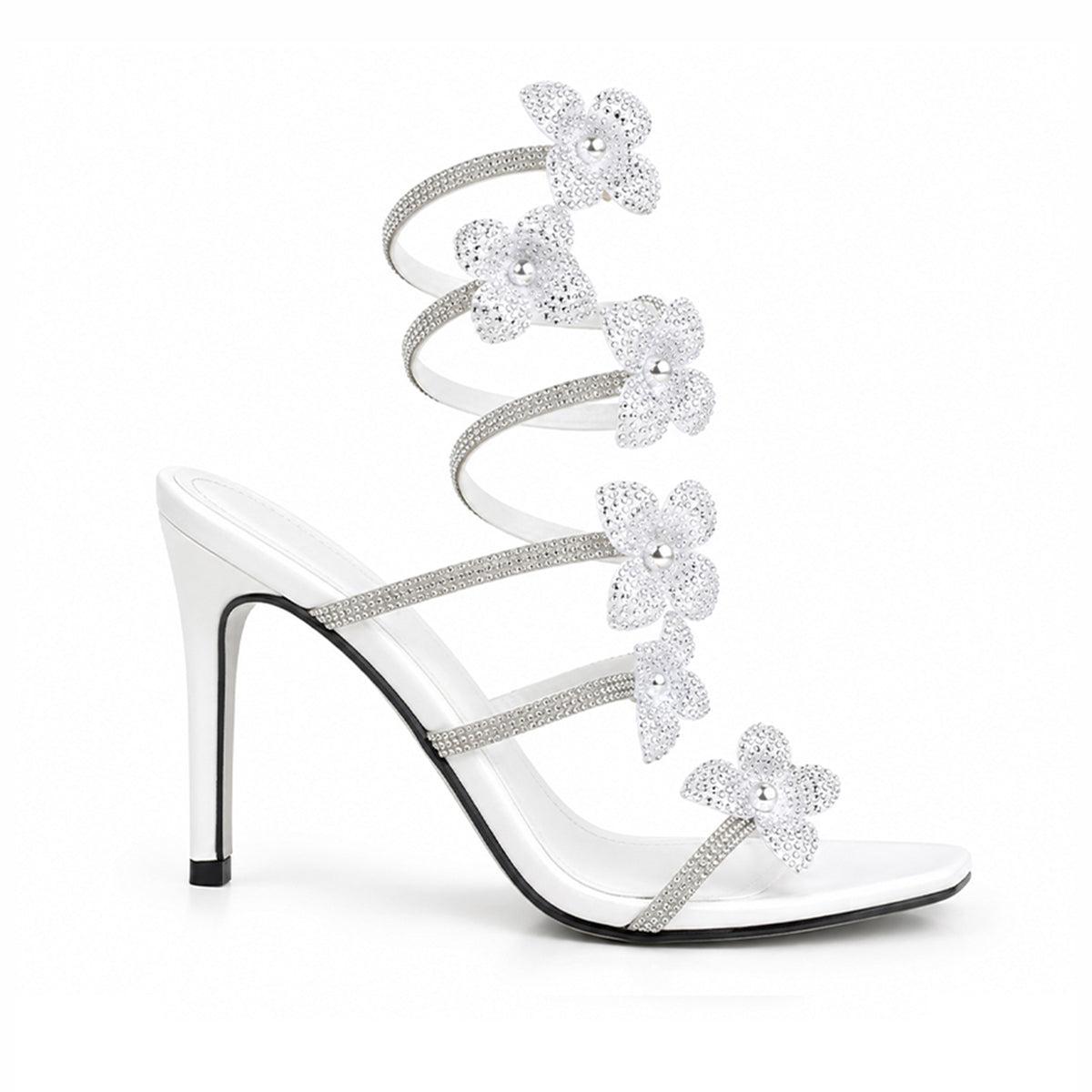 White Crystal Strap Party Heels |270H-W