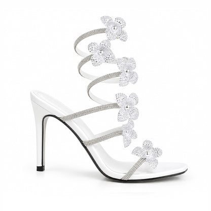 White Crystal Strap Party Heels |270H-W