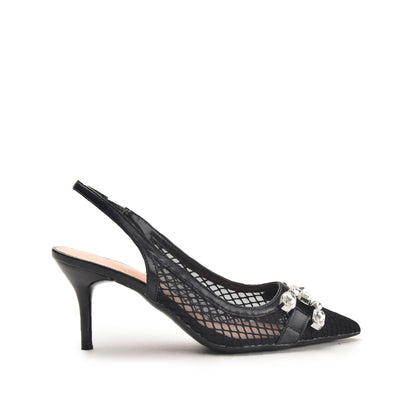Sophisticated Black Mesh Slingback Heels | 482N-C Dolcis