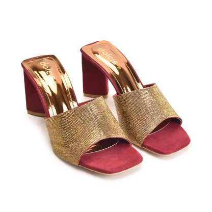 Maroon Gold Block Heels | 511M-M Dolcis