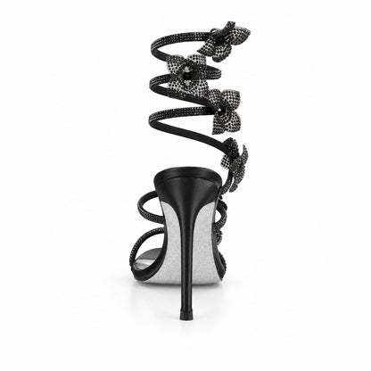 Black Crystal Strap Party Heels |270H-C