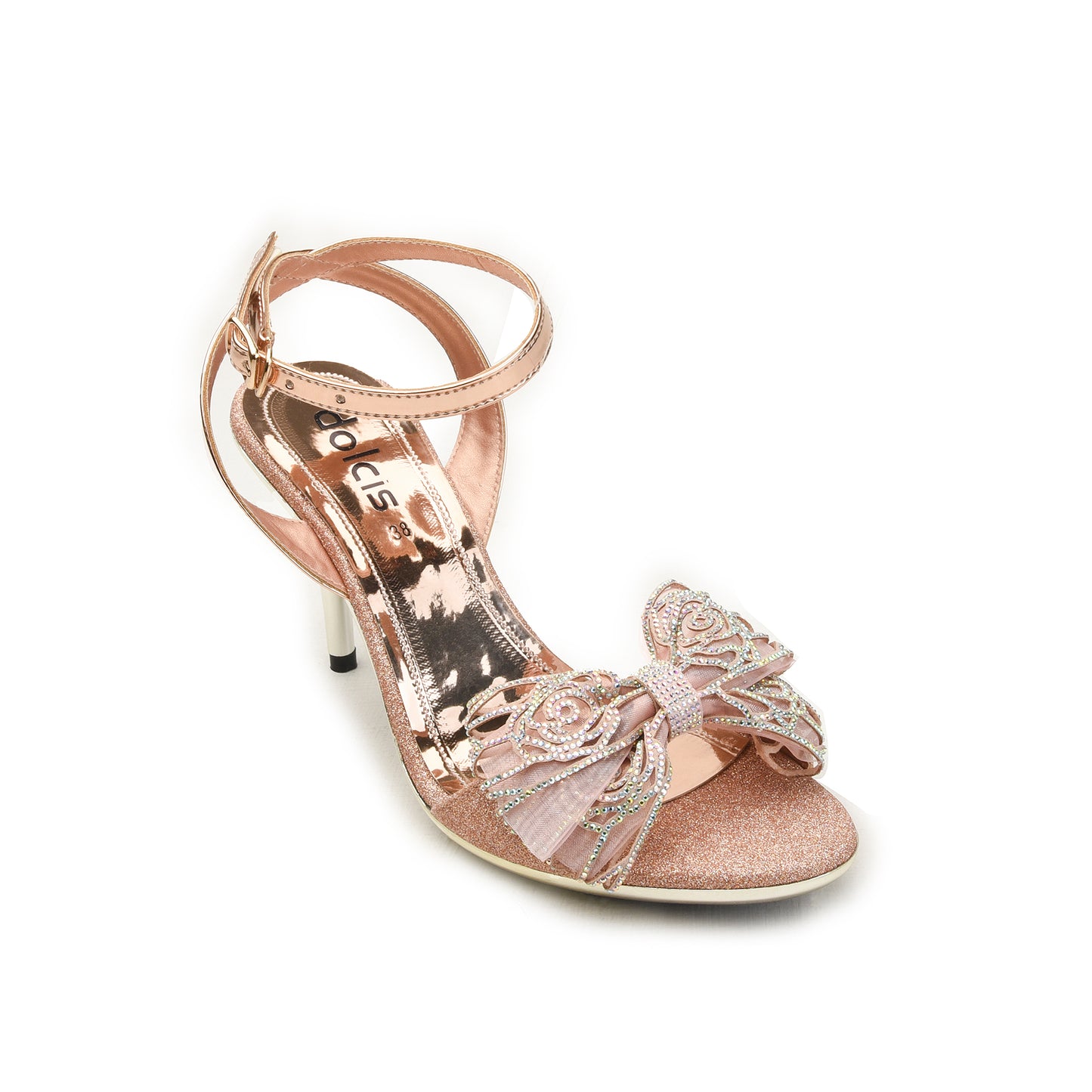 Rose Gold Heels with Embellished Bow | 216H-PX