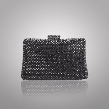 Elegant Black  Rectangular Swarovski Clutch | C1341-C