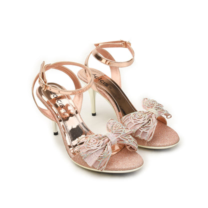 Rose Gold Heels with Embellished Bow | 216H-PX