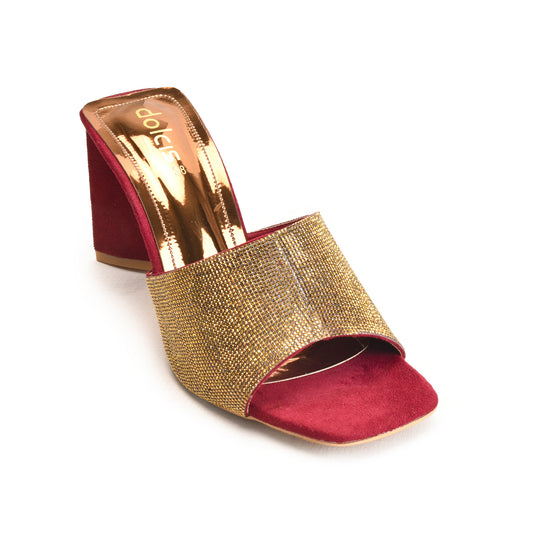 Maroon Gold Block Heels | 511M-M Dolcis
