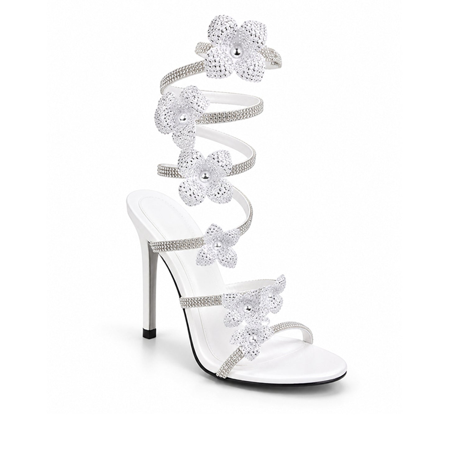 White Crystal Strap Party Heels |270H-W