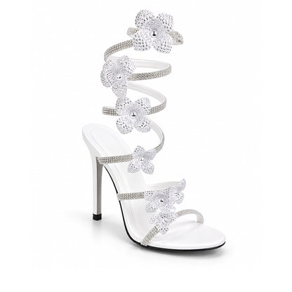 White Crystal Strap Party Heels |270H-W