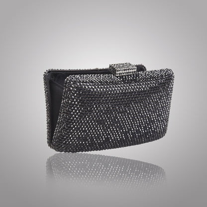 Elegant Black  Rectangular Swarovski Clutch | C1341-C