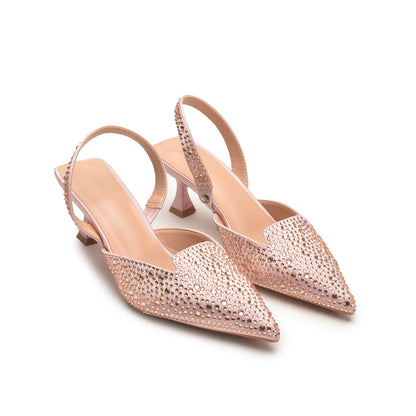 Chic Peach Studded Slingback Heels | 483N-PX Dolcis