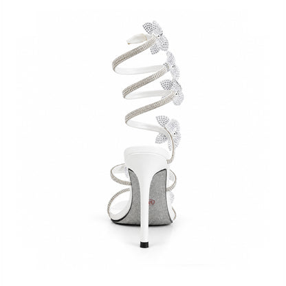 White Crystal Strap Party Heels |270H-W