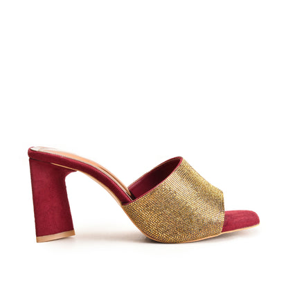 Maroon Gold Block Heels | 511M-M Dolcis