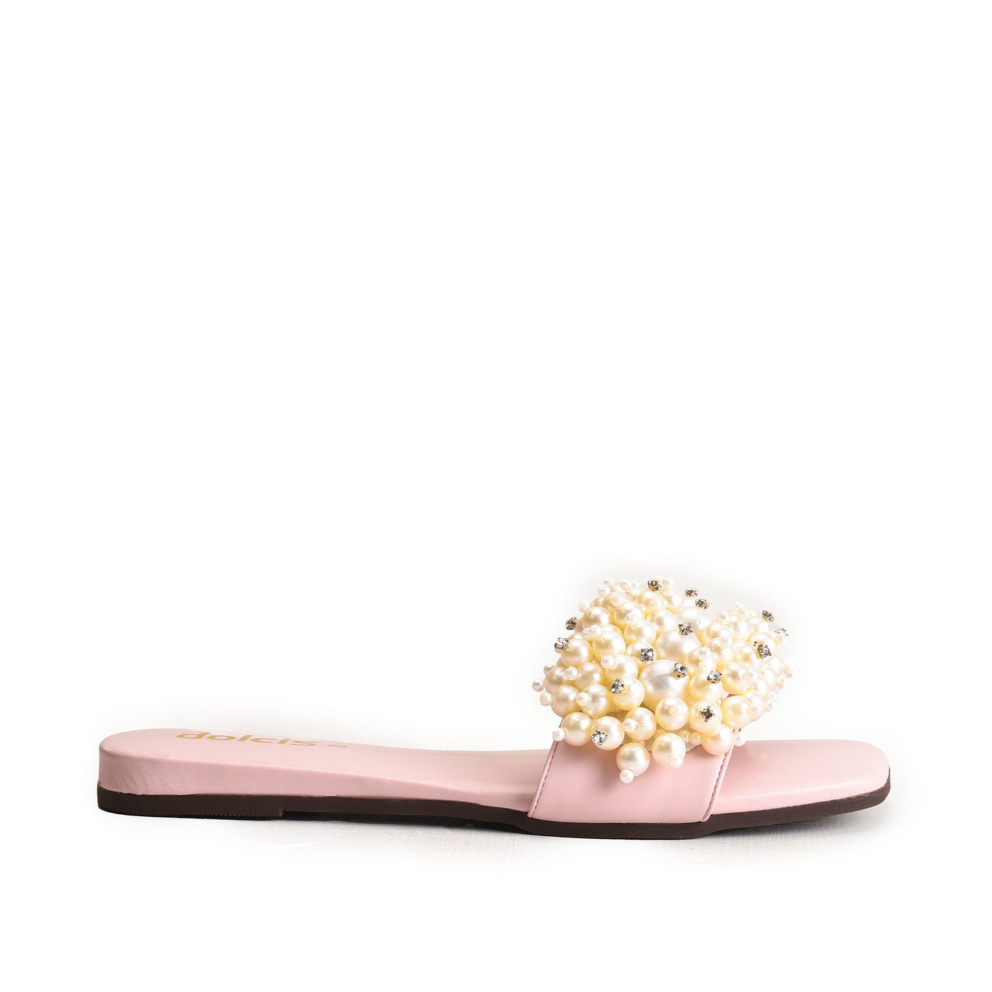 Pink Pearl Embellished Flats Slippers | 531L-P Dolcis