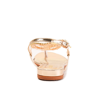 Golden Elegant Bridal Flat Slippers | 240H-X