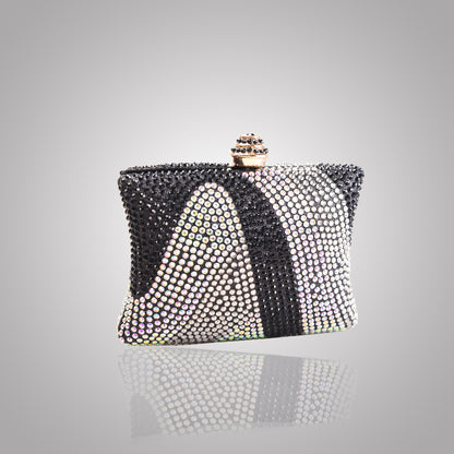 Elegant Black  Rectangular Swarovski Clutch | C1434-CT