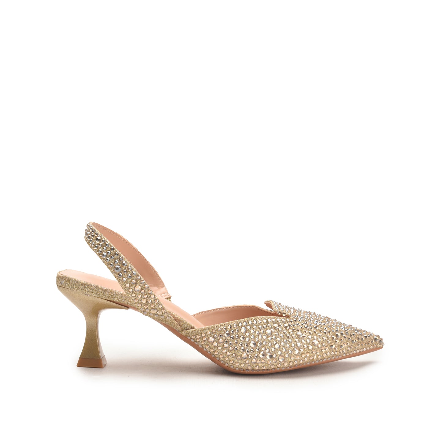 Sparkling Gold Studded Slingback Heels | 483N-X Dolcis