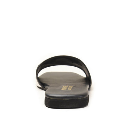 Black & White Slip-On Flats with MK Emblem Slippers| 532M-C