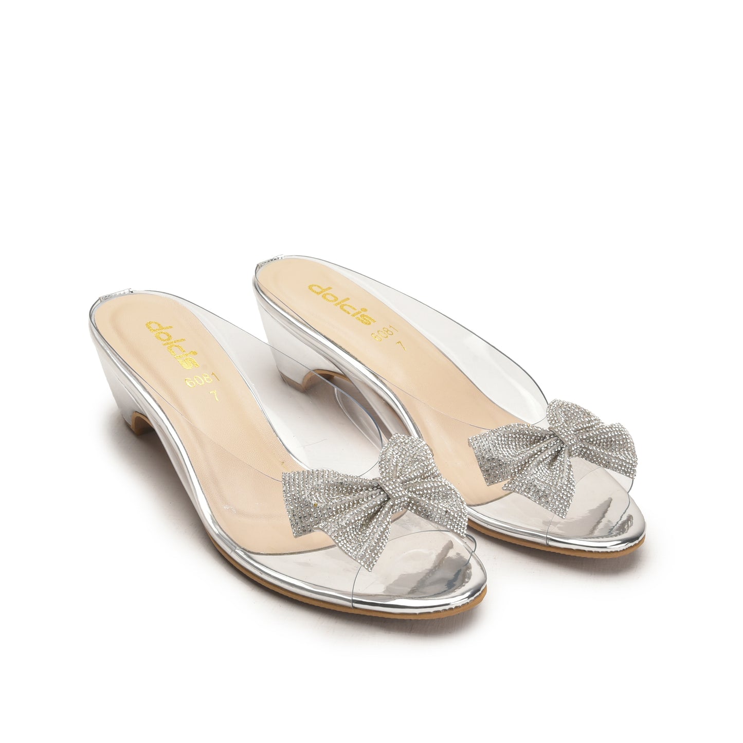 Transparent Silver Bow Mid Heels | 561L-S Dolcis