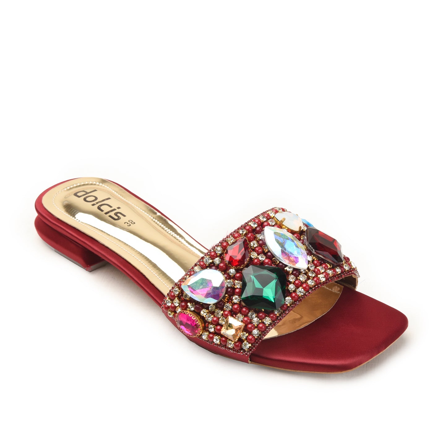 Copper Transparent Strap Flats with Crystal Embellishment | 529M-M