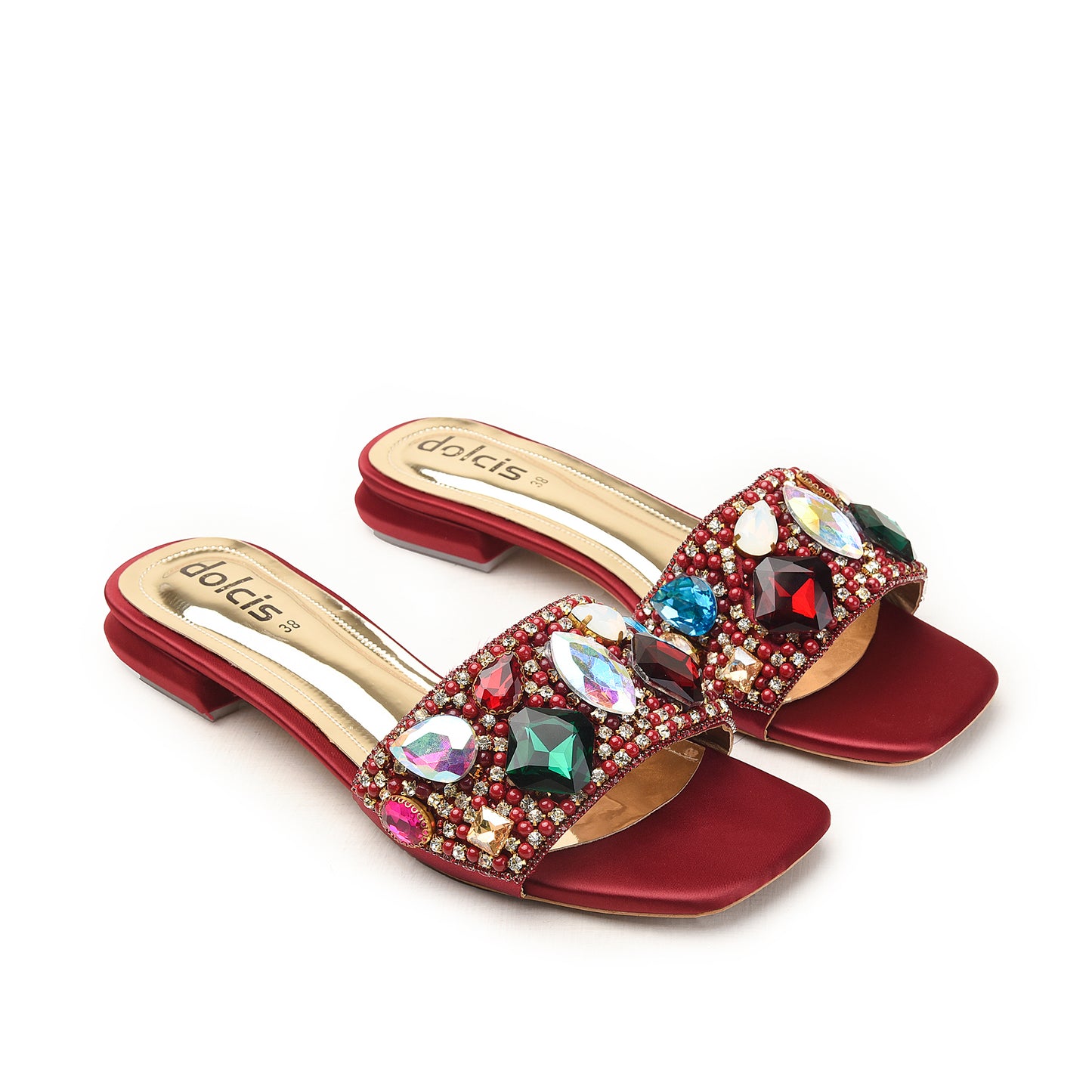 Copper Transparent Strap Flats with Crystal Embellishment | 529M-M