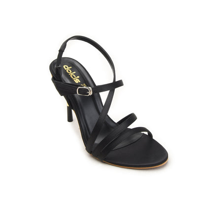 Black High Heel Sandals with Gold Stiletto | 227H-C