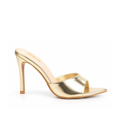 Golden Crystal Strap Party Heels | 506N-X