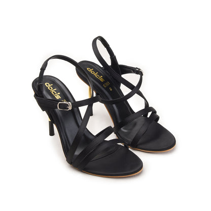 Black High Heel Sandals with Gold Stiletto | 227H-C