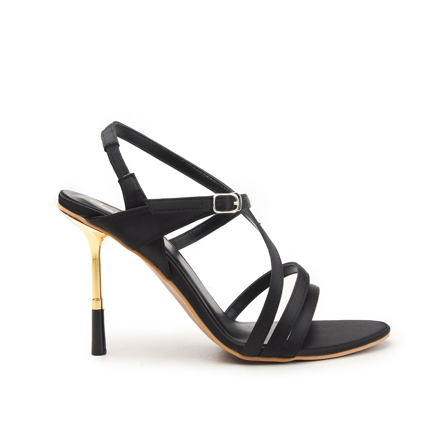 Black High Heel Sandals with Gold Stiletto | 227H-C