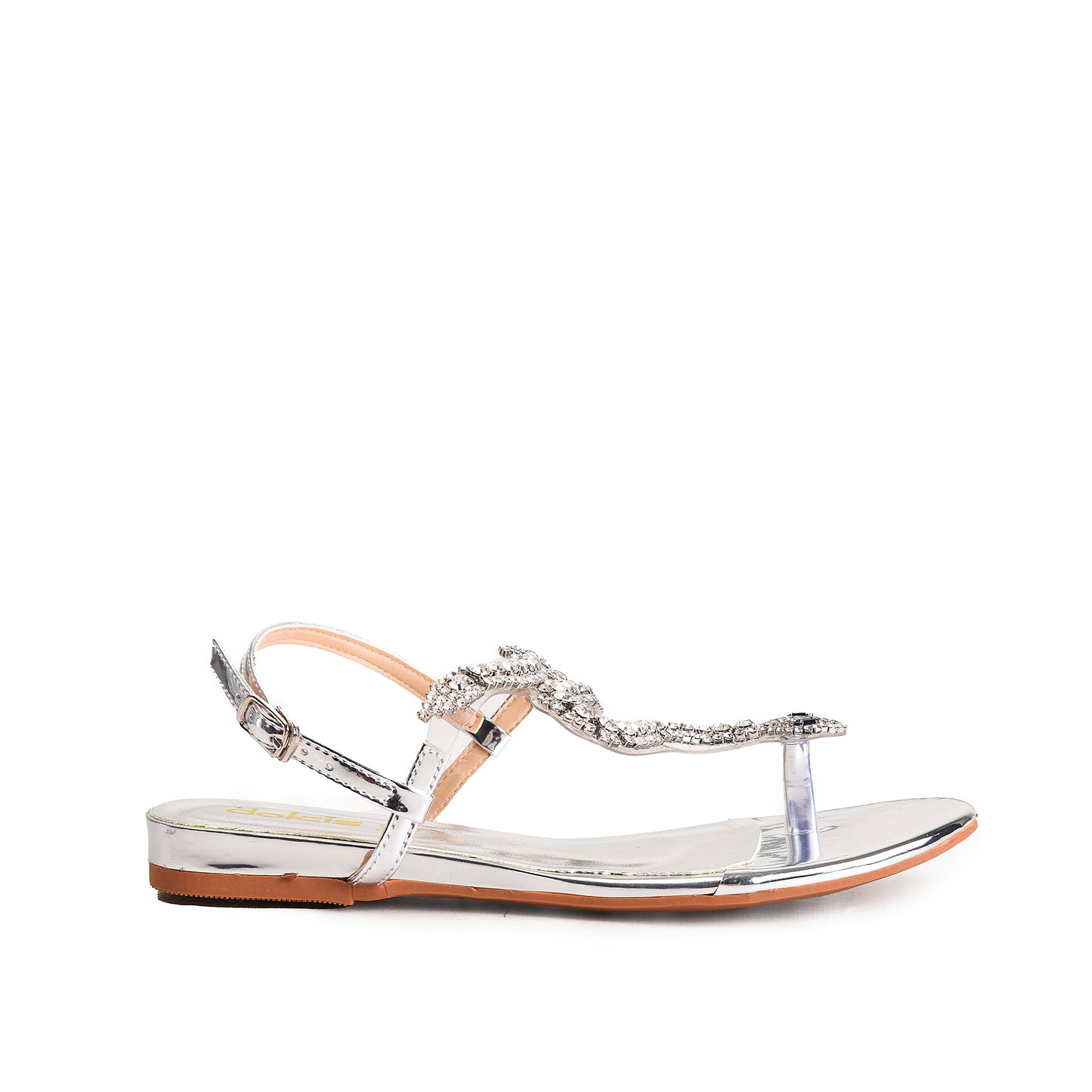 Silver Elegant Bridal Flat Slippers | 240H-S