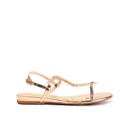 Golden Elegant Bridal Flat Slippers | 240H-X