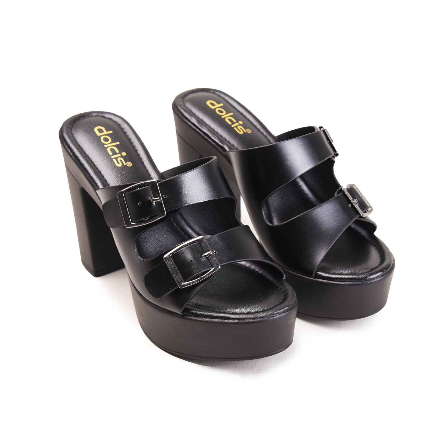 Black Chunky Block Heels | 546M-C