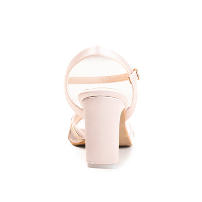 Golden Crystal Triple-Strap Block Heels | 237H-X