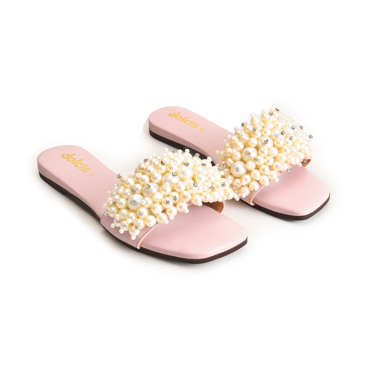 Pink Pearl Embellished Flats Slippers | 531L-P Dolcis