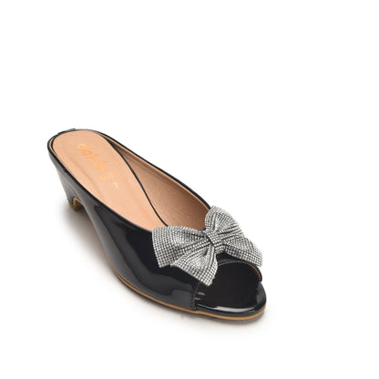 Elegant Black Bow Wedge Heels | 561L-C Dolcis