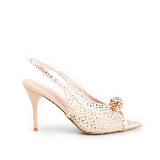 Sparkling Nude Embellished Heels | 256H-X