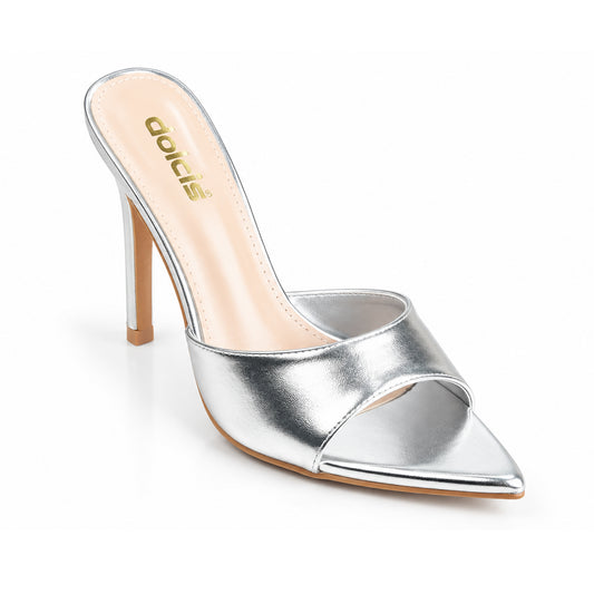 Silver Crystal Strap Party Heels | 506N-S