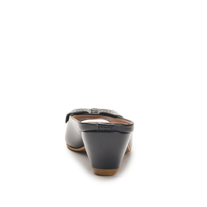 Elegant Black Bow Wedge Heels | 561L-C Dolcis