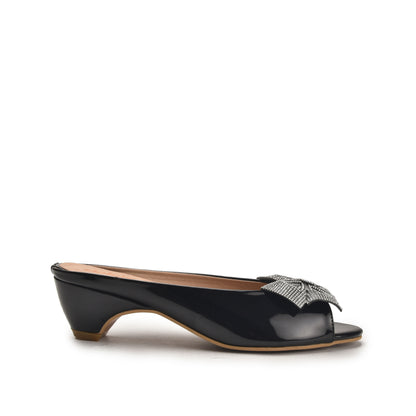 Elegant Black Bow Wedge Heels | 561L-C Dolcis