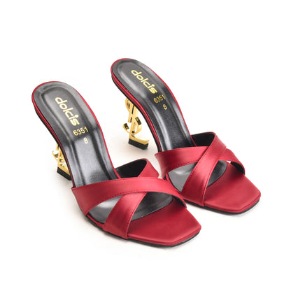 Bold Maroon Criss-Cross Slip-On Heels | 505M-M Dolcis