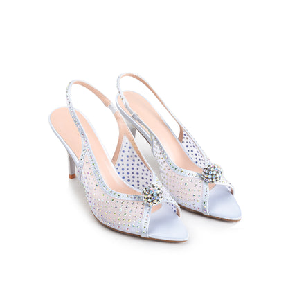 Sparkling Nude Embellished Heels | 256H-S