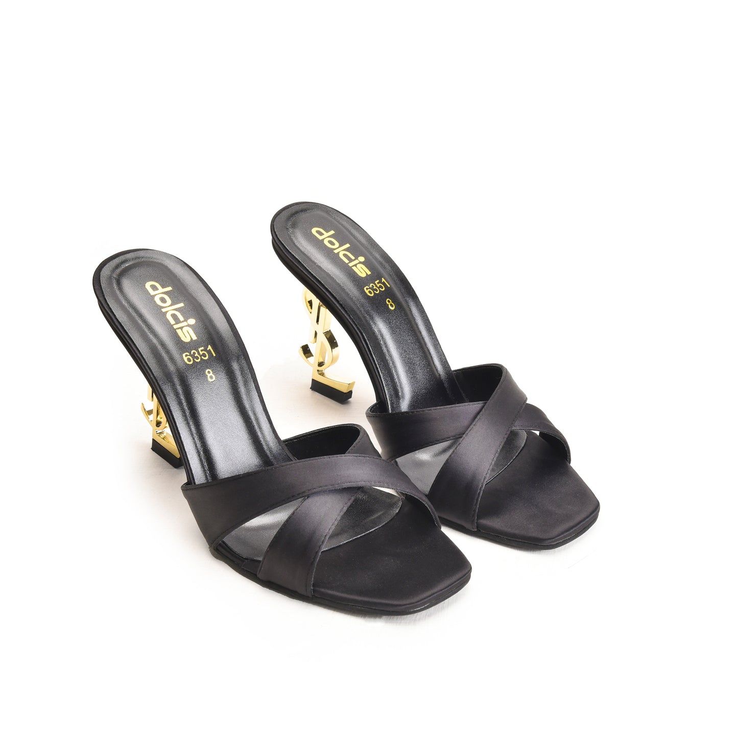 Elegant Black Criss-Cross Slip-On Heels | 505M-C Dolcis