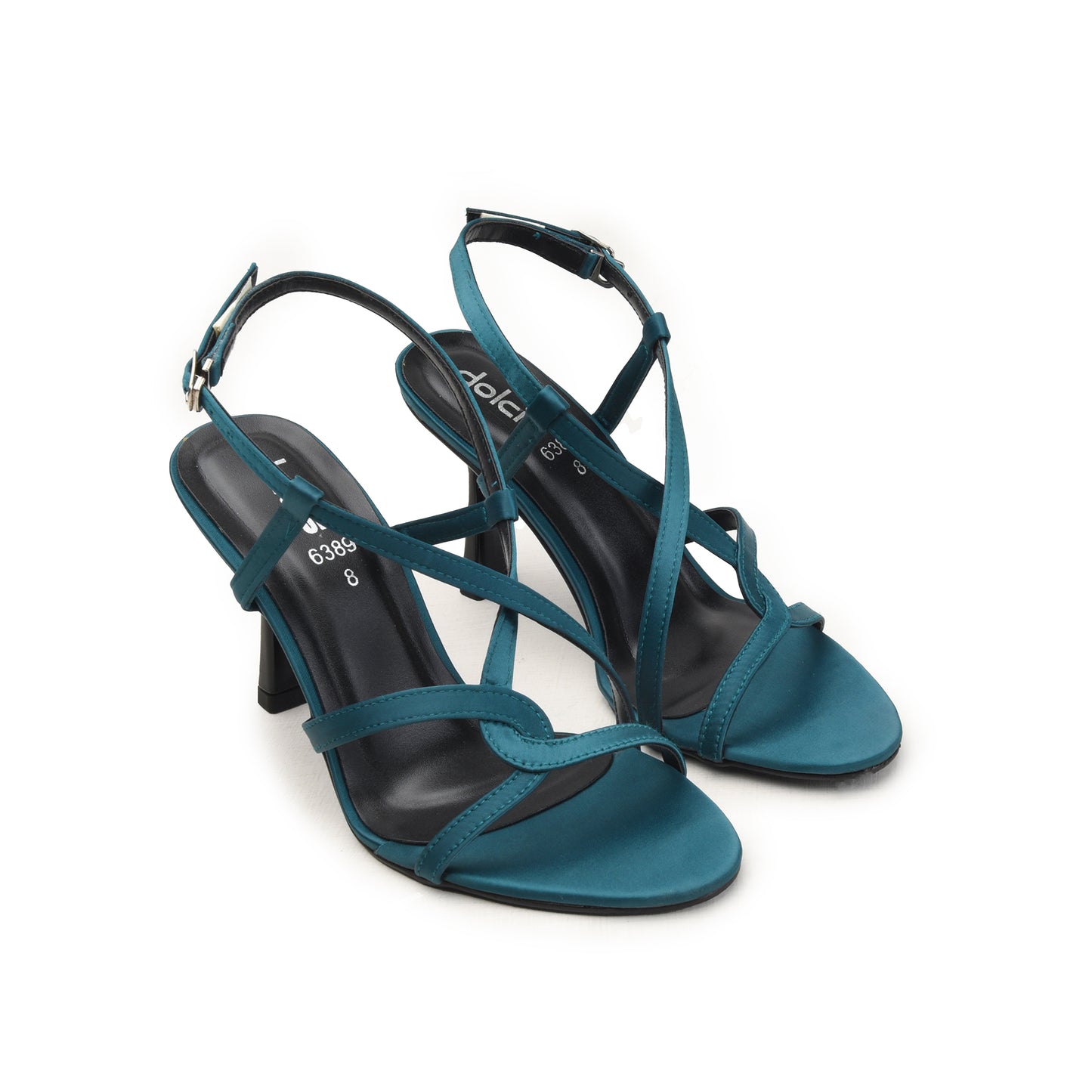 Teal Strappy Heels with Mid Stiletto | 222H-K