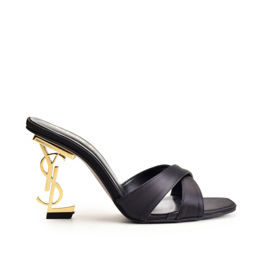 Elegant Black Criss-Cross Slip-On Heels | 505M-C Dolcis